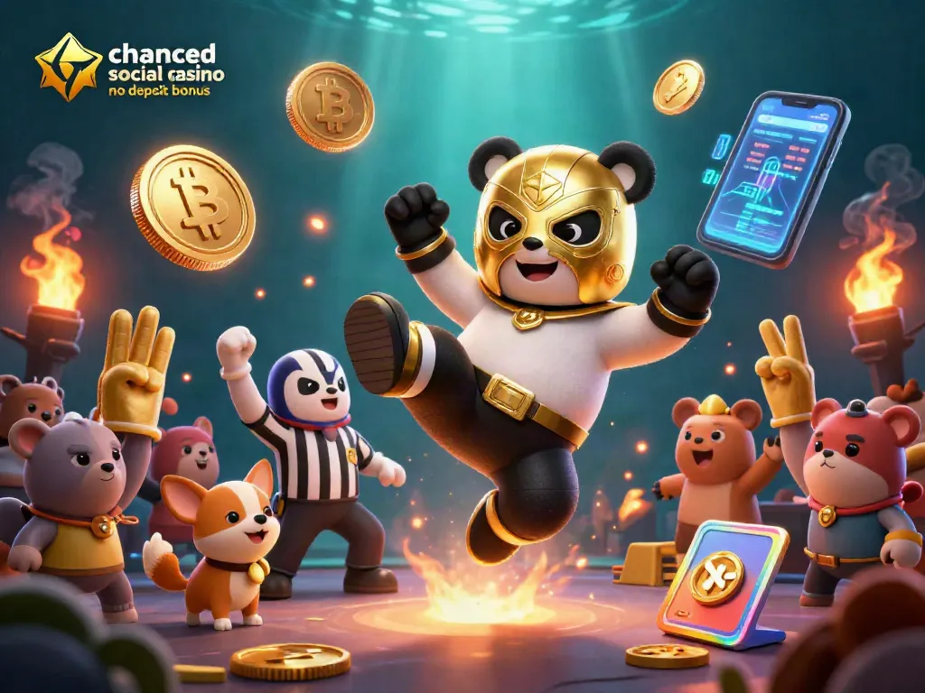 Experience the excitement of chanced social casino no deposit bonus with animated characters, coins, and energy.