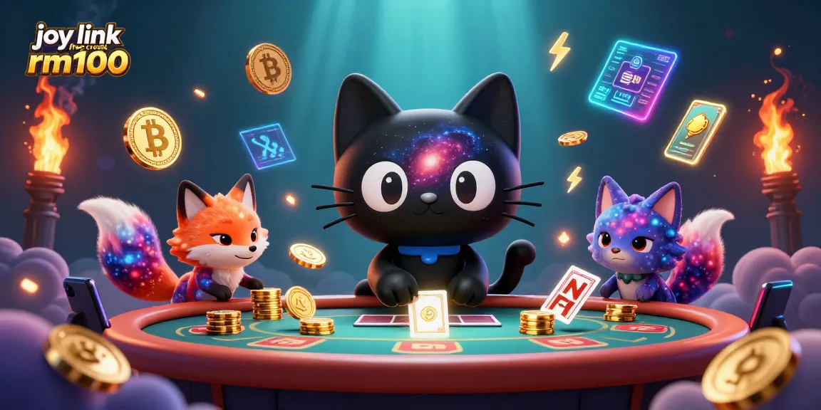 Engage with joy link free credit rm100 through a cosmic casino scene featuring captivating characters.
