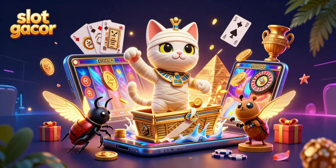 Menghadapi kemenangan dengan slot gacor dan simbol keberuntungan dalam ilustrasi kasino.