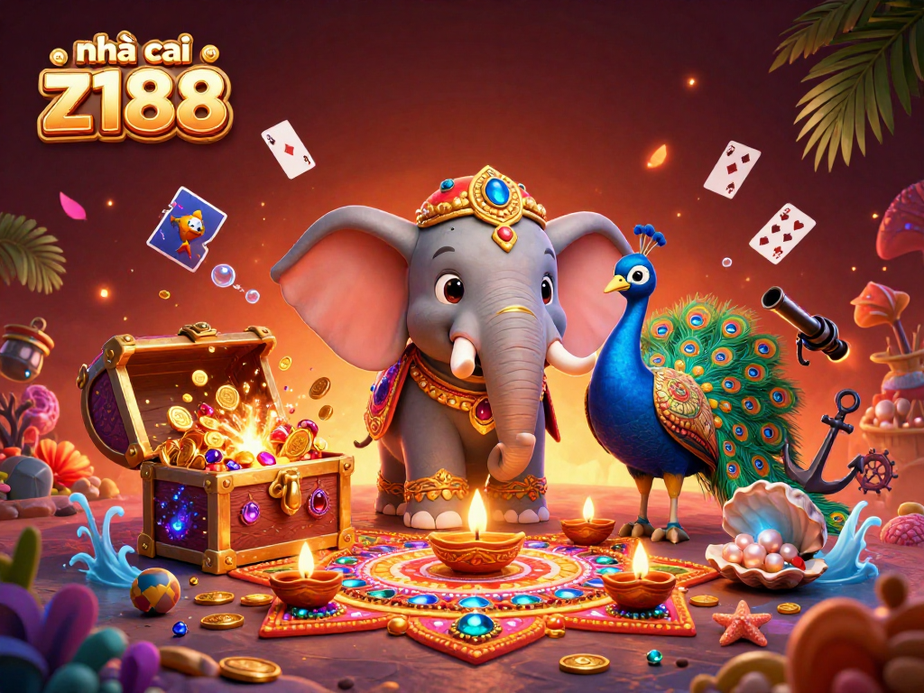 Experience the excitement of nhà cái z188 with vibrant casino imagery featuring detailed scenes of gaming elements.