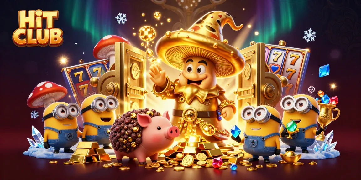 Experience the magic at HIT CLUB with a golden wizard and treasure-filled scene