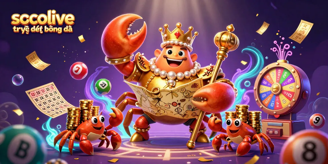 Experience the excitement of socolive trực tiếp bóng đá with the golden crab emperor amid vibrant gambling elements.