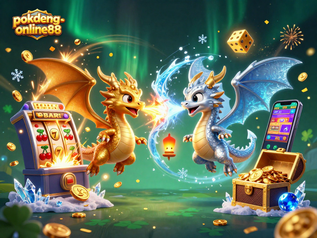 Engage in thrilling gameplay with pokdeng-online88 as mythical dragons battle amidst a jackpot explosion.