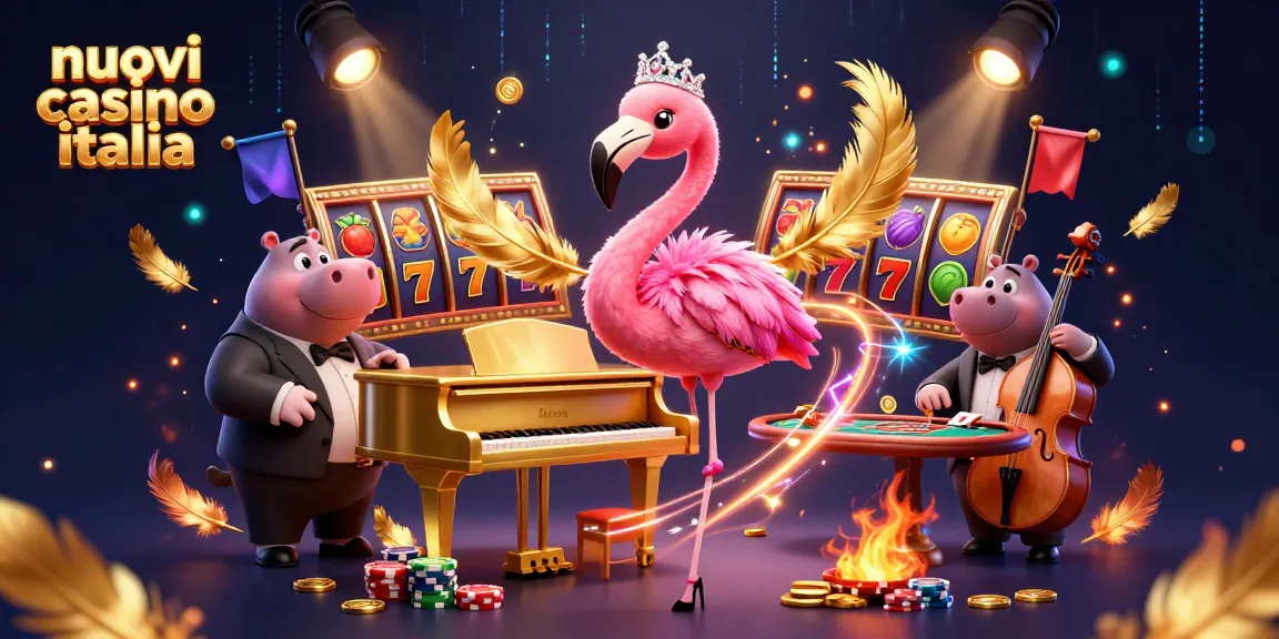 Scopri i nuovi casino Italia con l'illustrazione di un vivace cantante e un bassista al casinò.