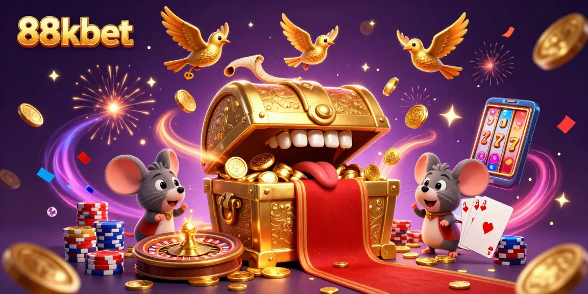 Spin and win with 88kbet – a vibrant casino scene brimming with treasures and excitement.