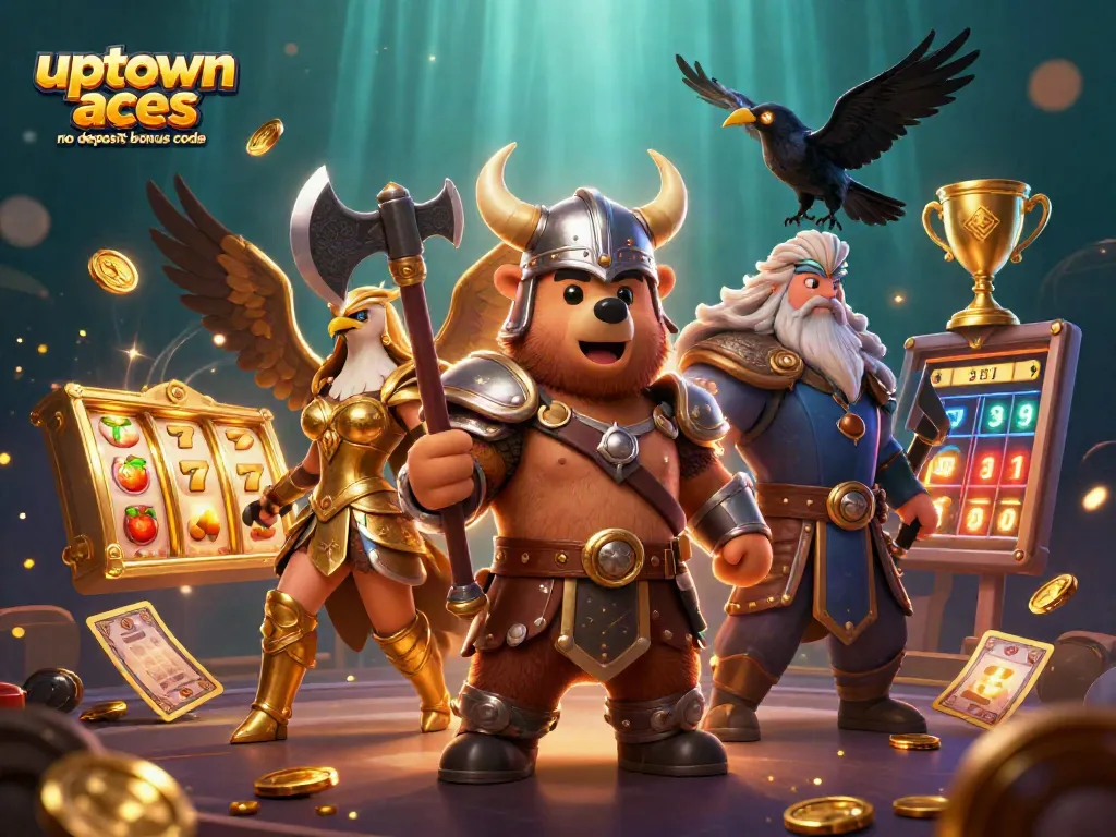 Experience the thrill of slots with the uptown aces no deposit bonus code in this vibrant 3D illustration.