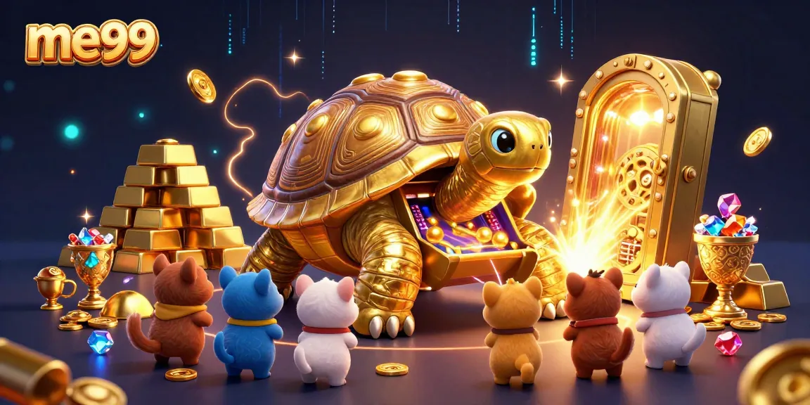 Experience the thrill of winning with me99 as characters play exciting slots in a treasure-filled casino
