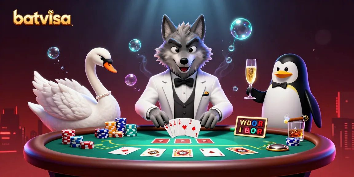 Batvisa enhances gameplay with a lively 3D scene of gambling characters at a baccarat table.