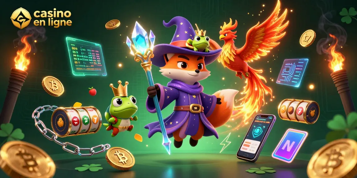 Le casino en ligne offre une illustration magique avec un renard sorcier et une créature flamboyante.