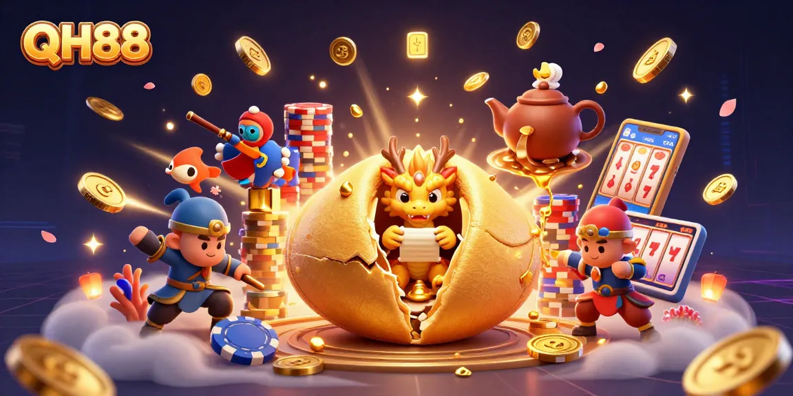 Experience thrilling fish shooting in QH88 with golden rewards and dynamic 3D casino elements.