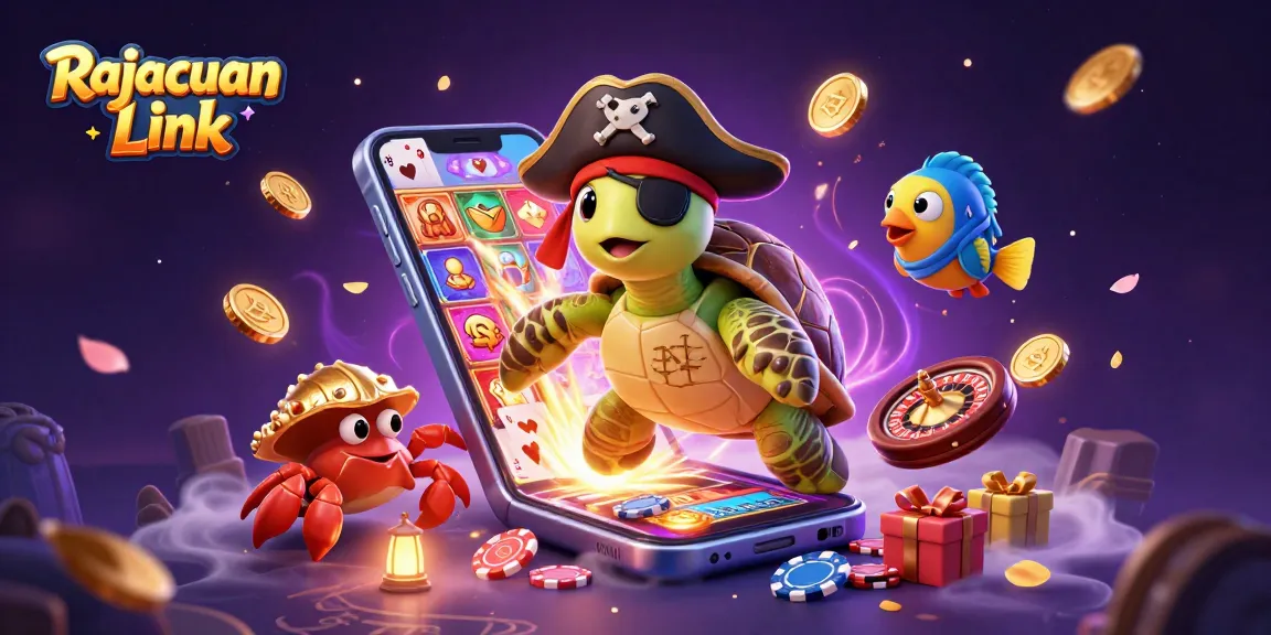 Permainan slot menarik di Rajacuan Link dengan karakter kartun laut yang menarik dan elemen kasino.