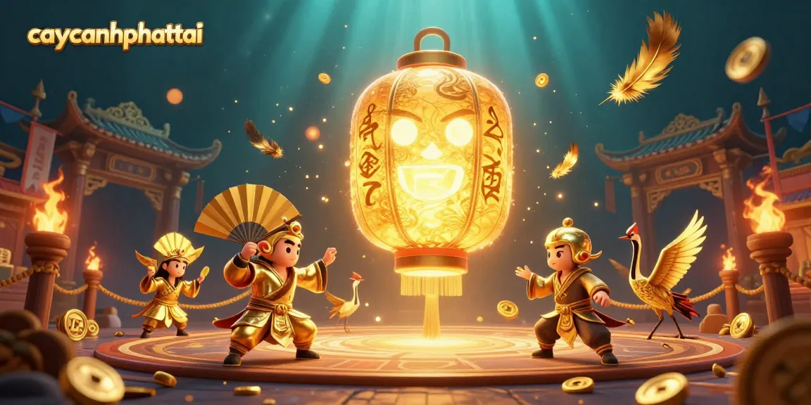 Win big with caycanhphattai, featuring vibrant 3D characters and casino elements in an enchanting scene.