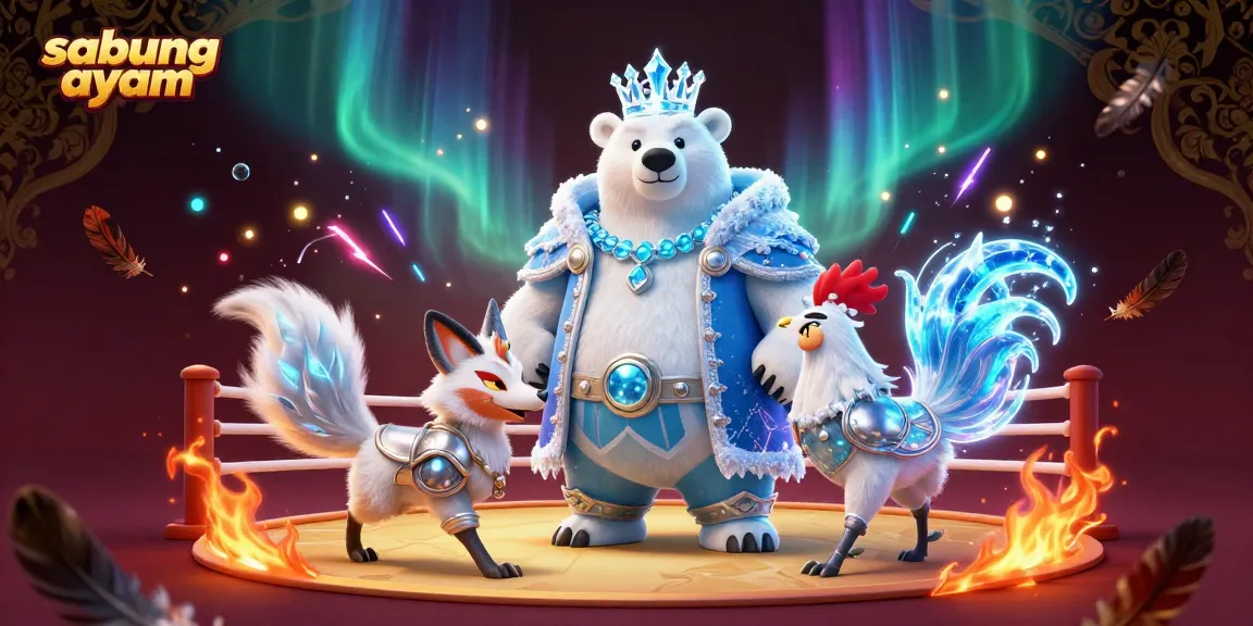 Experience sabung ayam excitement in a vibrant cockfighting arena with dynamic characters and energy effects.