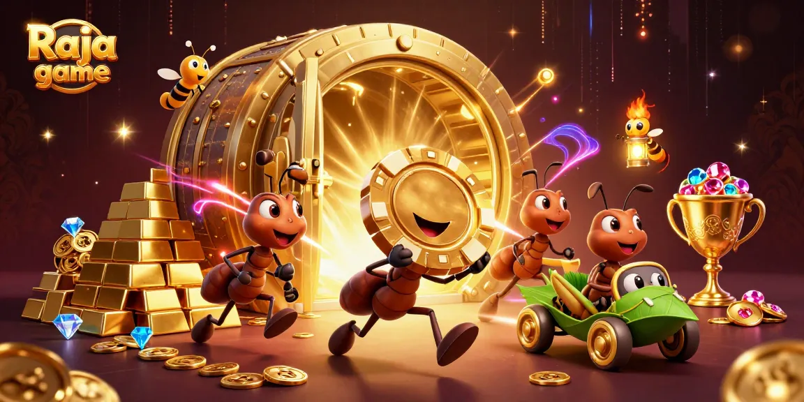 Engage with Raja game, a vibrant casino experience with playful characters and golden treasures.
