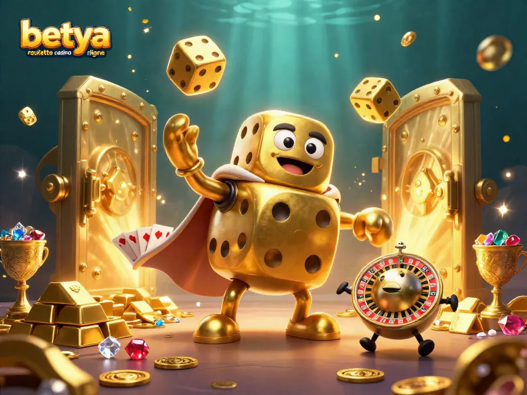Experience thrill with betya roulette casino en ligne in an ultra-detailed 3D illustration featuring vibrant casino characters.