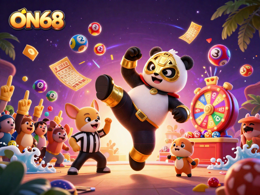 Experience exciting gaming action at ON68 with vibrant casino elements and engaging characters.