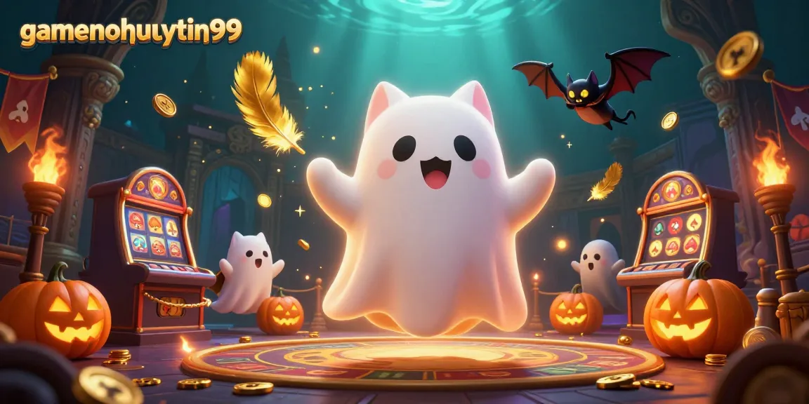 Experience thrilling gaming with gamenohuuytin99 featuring a ghost cat in a haunted casino.