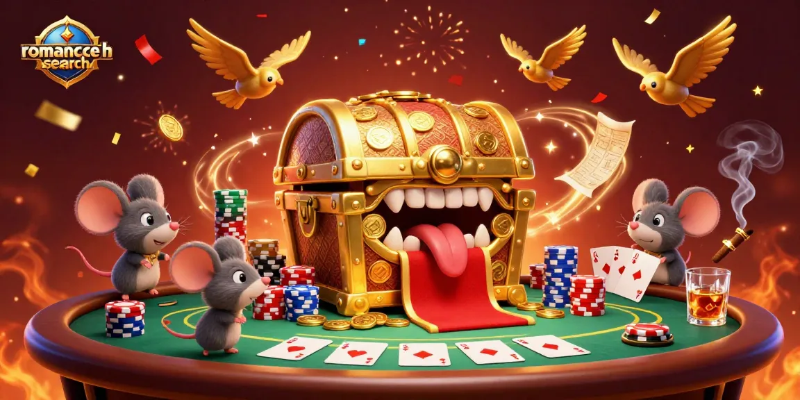 Join the adventure at romance-search with a treasure chest luring players in a vibrant casino scene.