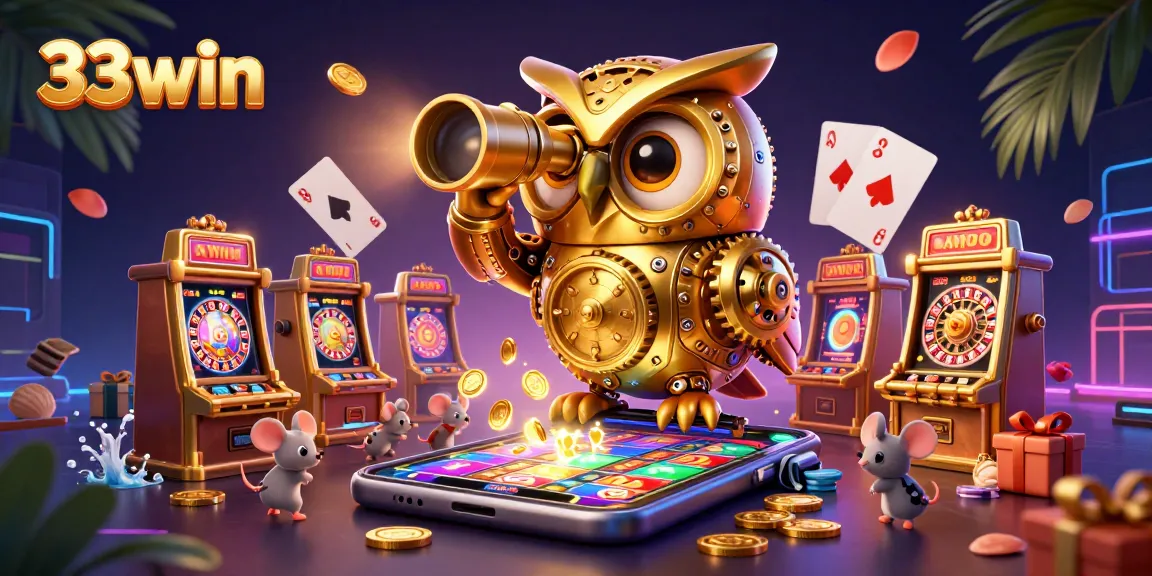 Experience thrilling slots with 33win's dynamic gaming scene featuring a lively casino atmosphere.