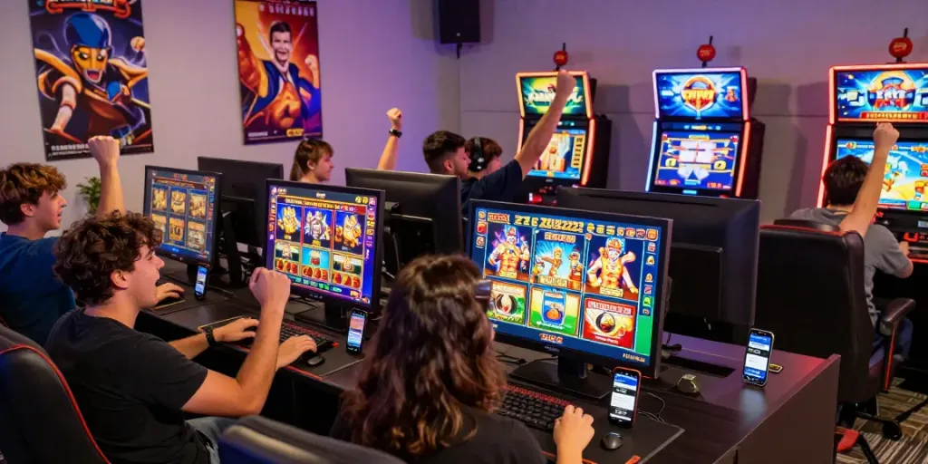Pengalaman bermain slot online di ZEUS222 dengan pemain merayakan kemenangan.