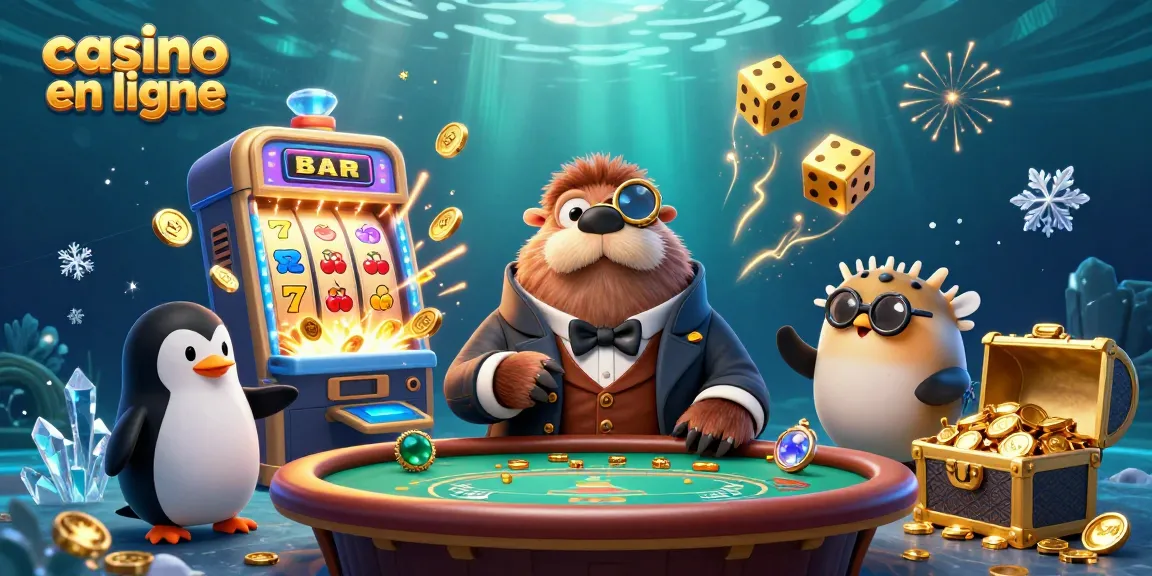 Casino en ligne : Une scène dynamique avec un morse victorieux jouant au poker.