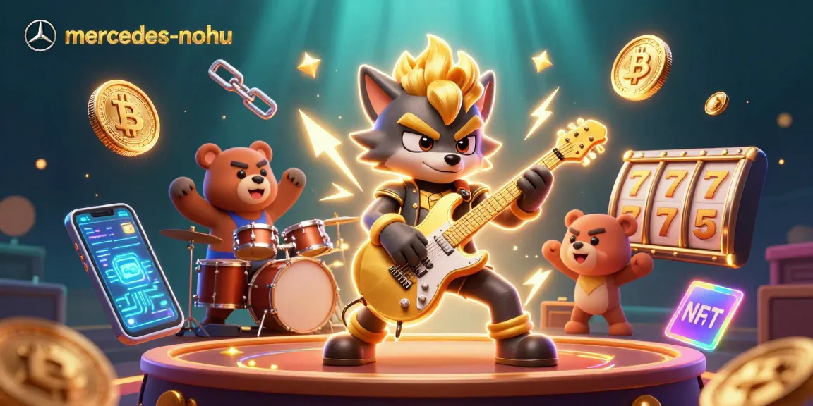 Join the action at mercedes-nohu's thrilling slot games, featuring 3D illustrations of rock star characters with crypto elements.