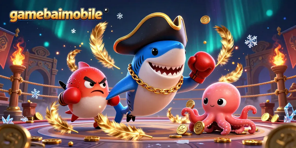 Join in the excitement at gamebaimobile with cartoon characters in a dynamic casino scene.