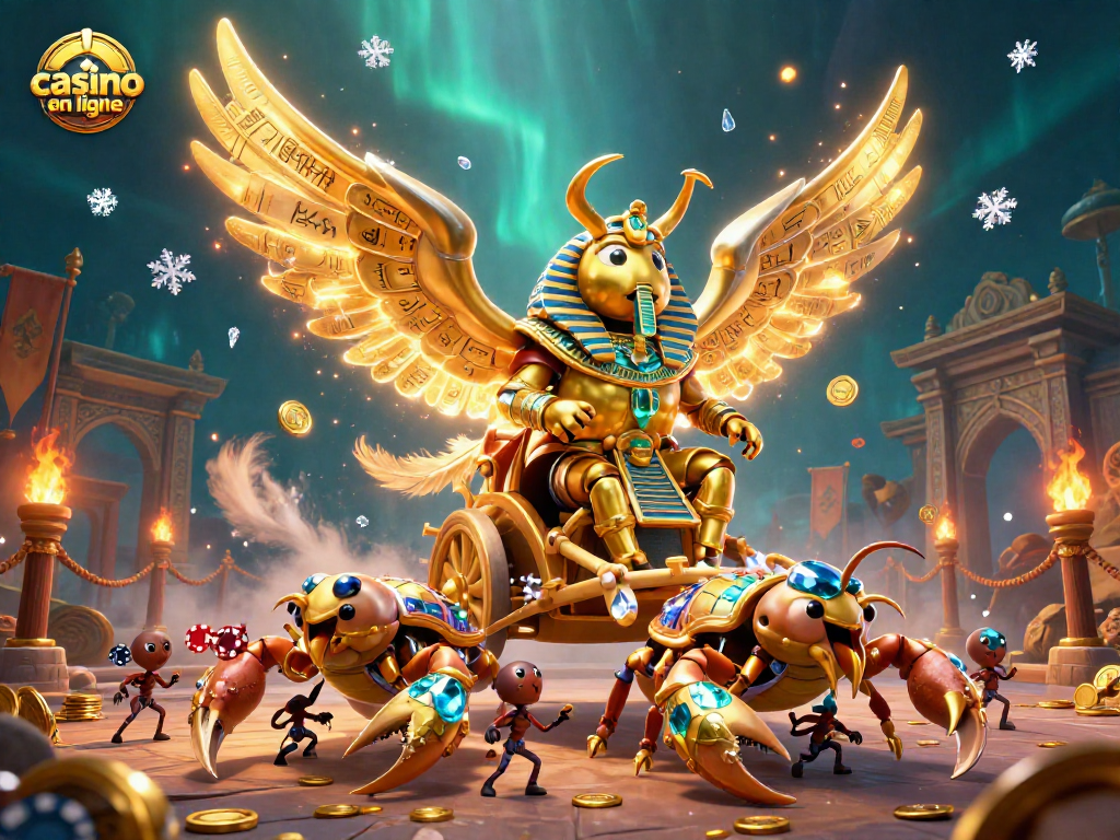 Vivez l'excitation du casino en ligne avec un scarabée colossal et des scorpions brillants.