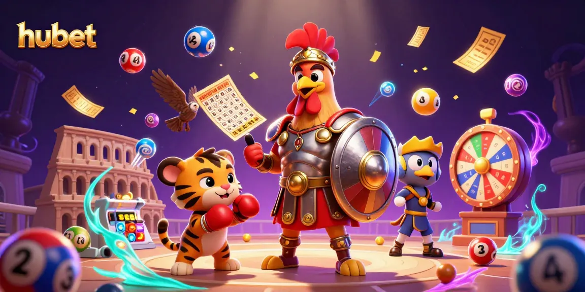 Experience hubet's vibrant casino world with lively characters, colorful lottery themes, and dynamic gaming elements