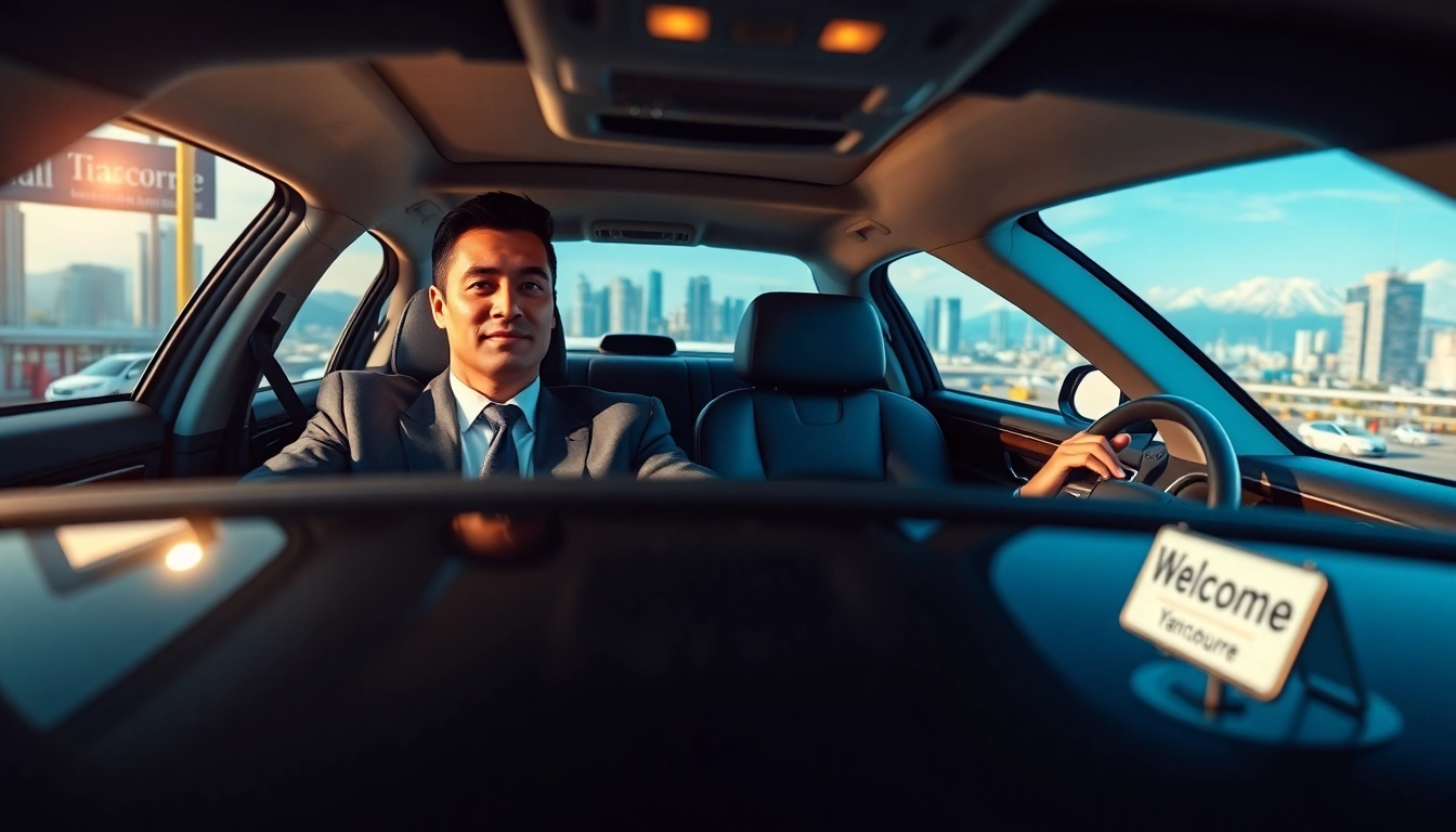 Experience a premium car service vancouver airport with a professional driver waiting by a luxury sedan.