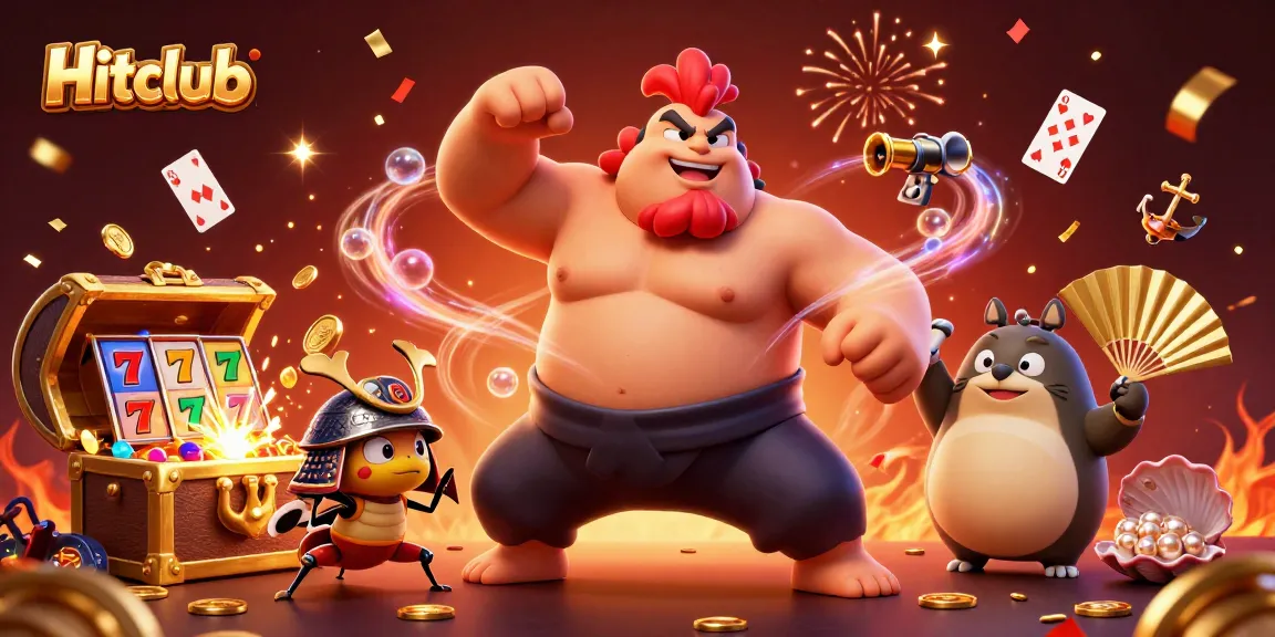 Experience the vibrant excitement of Hitclub with animated characters celebrating at the casino.