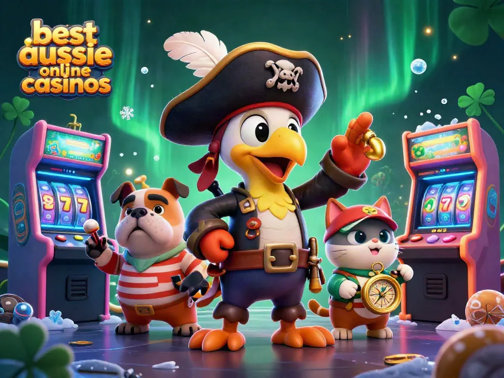 Experience thrilling gaming with the best aussie online casinos in this vibrant 3D scene.