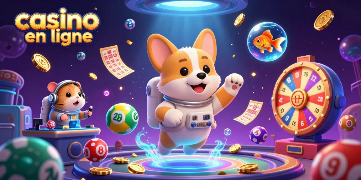 Lancer des numéros de loterie et des cartes dans un casino en ligne sous l'œil d'un corgi astronaute